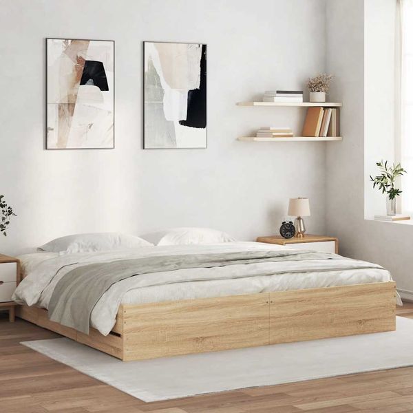 vidaXL Posteľný rám so zásuvkami dub sonoma 160x200cm kompozitné drevo