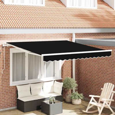 vidaXL Sklopná markíza Čierna 300 x 250 cm Tkanina a hliník