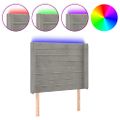 vidaXL Čelo postele s LED bledosivé 83x16x118/128 cm zamat