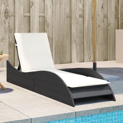 vidaXL Záhradné ležadlo s vankúšom čierne 60x205x73 cm polyratan