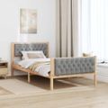 vidaXL Rám postele Svetlosivá 100 x 200 cm Masívne borovicové drevo