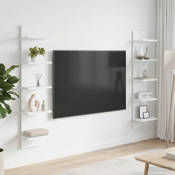 vidaXL Stenná polica 2 ks Biela 22 x 15 x 100 cm Kompozitné drevo