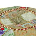 vidaXL Patchwork taburetka z bavlny okrúhla 40x20 cm zelená