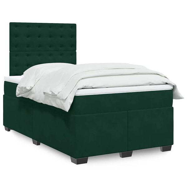 vidaXL Boxspring posteľ s matracom, tmavozelená 120x190cm, zamat