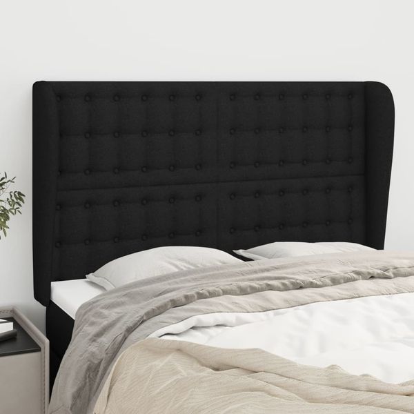 vidaXL Čelo postele so záhybmi čierne 147x23x118/128 cm látka