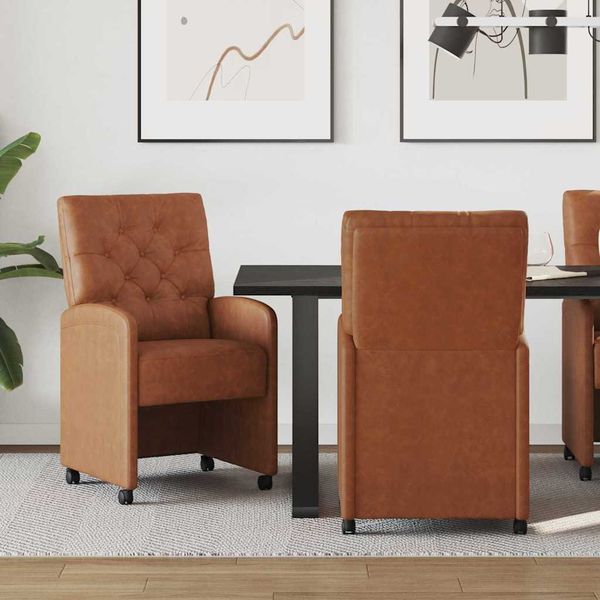 vidaXL Jedálenské stoličky na kolieskach 2 pcs Hnedá 58 x 67 x 97 cm