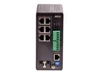 Prepínač - riadený - 4 x 10/100/1000 (PoE+) + 2 x kombinovaný Gigabit Ethernet/Gigabit SFP - desktop, Možná montáž do rozvádzača - PoE++ (240 W) - DC napájanie - pre AXIS A1610, C1410, D3110, M3215, P1385, Q3538, W400; Camera Station S1216, S1232, S1296