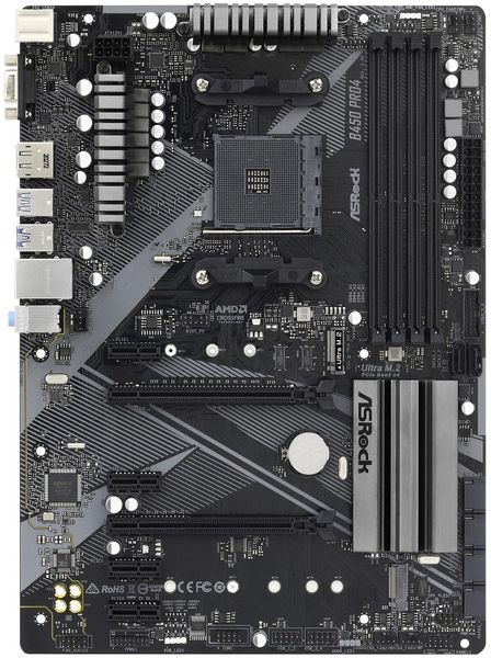 ASRock B450 Pro4 R2.0 / AMD B450 / AM4 / 4x DDR4 DIMM / HDMI / DP / VGA / M.2 / USB-C / ATX Základní deska, AMD B450, AM4, 4x DDR4 DIMM (max. 128GB), 2x M.2, USB typ C, HDMI, DisplayPort, VGA, ATX