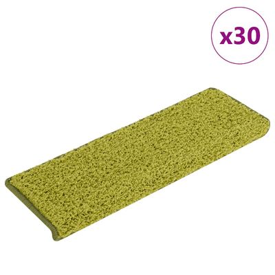 vidaXL Schodové rohože 30 ks 65x21x4 cm zelené s obdĺžnikovým okrajom