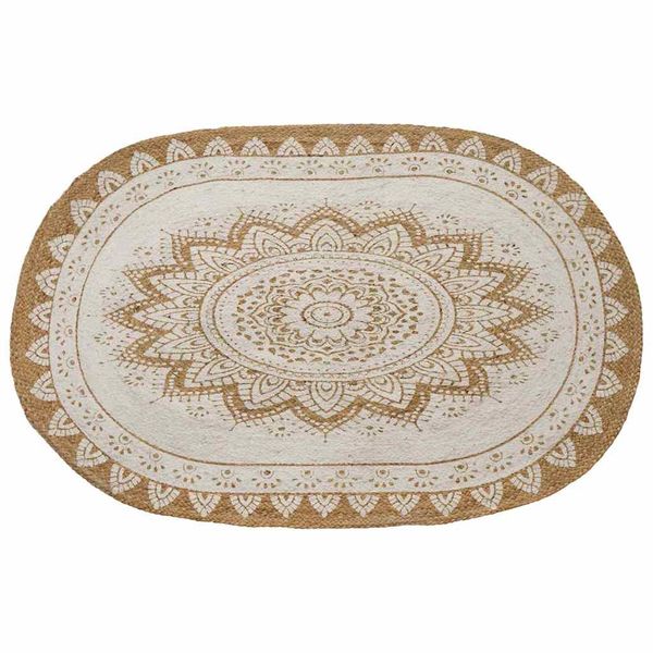 vidaXL Kusové koberce Prírodná s bielym potlačou 100 x 152 cm Juta