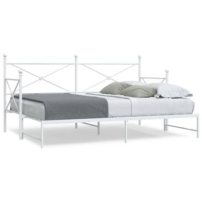 vidaXL Váľanda s kolieskom bez matraca Biela 90x190 cm Oceľ