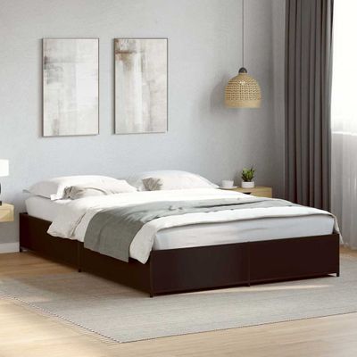 vidaXL Rám postele čierny 135x190 cm kompozitné drevo a kov