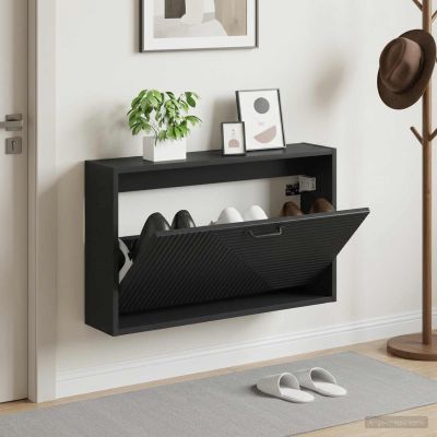 vidaXL Nástenný botník HAARLEM 71 x 17 x 43 cm Kompozitné drevo Čierna