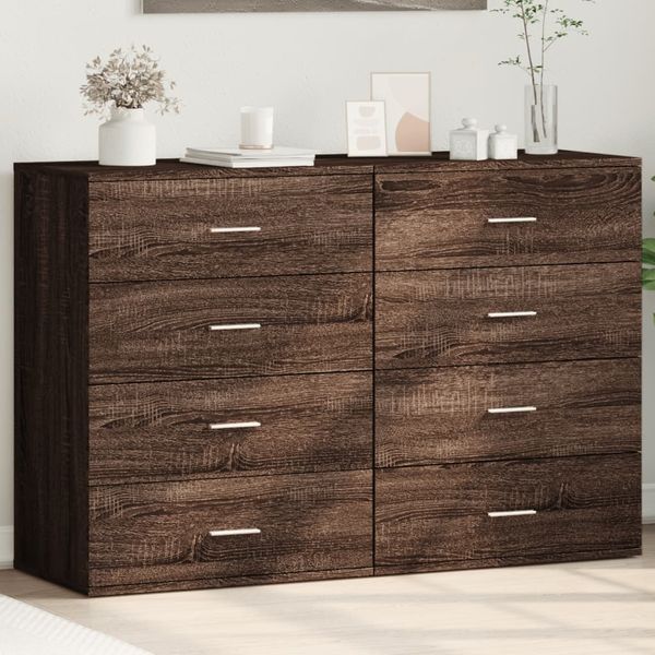 vidaXL Komody 2 ks hnedý dub 60x39x80 cm kompozitné drevo