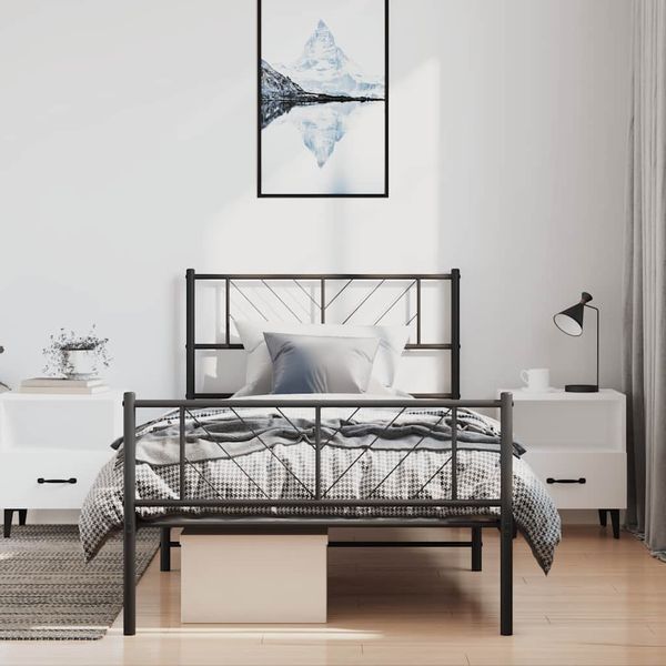 vidaXL Kovový rám postele s čelom a podnožkou čierny 100x190 cm