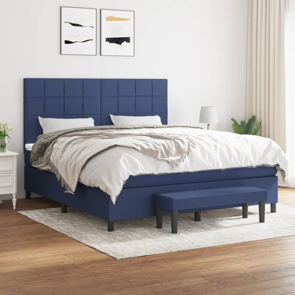 vidaXL Posteľný rám boxspring s matracom modrý 160x200 cm látka