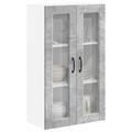 vidaXL Nástenný sklenený kabinet PORTO Betónová šedá 60 x 31 x 100 cm