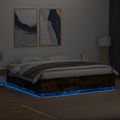 vidaXL Posteľný rám s LED svetlami dymový dub 200x200cm kompoz. drevo