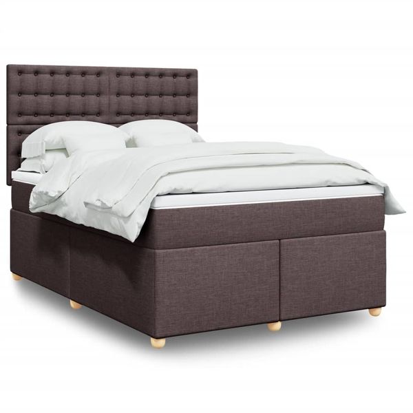 vidaXL Boxspring posteľ s matracom tmavohnedá 140x200 cm látka