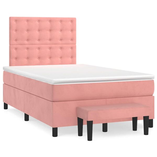 vidaXL Boxspring posteľ s matracom, ružová 120x190 cm, zamat