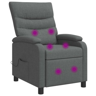 vidaXL Masážne relaxačné kreslo Tmavosivá Látka