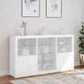 vidaXL Komoda s LED svetlami biela 181,5x37x100 cm