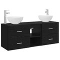 vidaXL Set kabinetov do kúpeľne 3 ks Čierny dub 49,5 x 35 x 63 cm