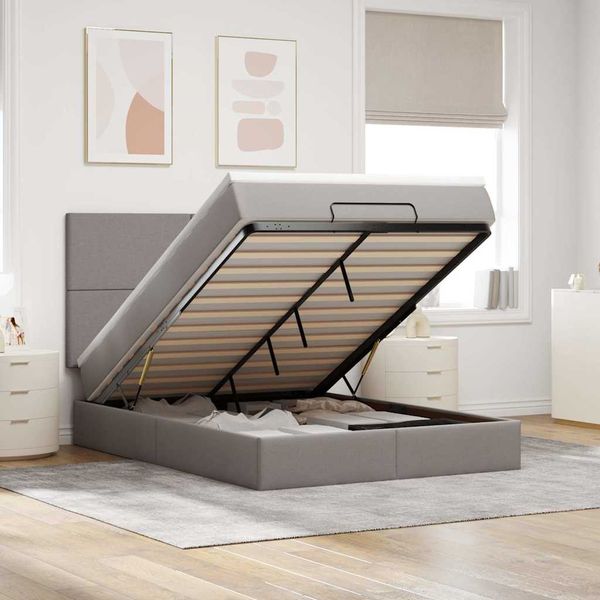 vidaXL Osmanská posteľ s matracom Taupe 140x190 cm Látka