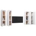 vidaXL TV skrinky 4 ks, biele 30,5x30x110 cm, kompozitné drevo