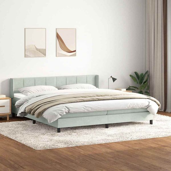 vidaXL Box Spring Posteľ s matracom Svetlosivá 200x210 cm Zamat