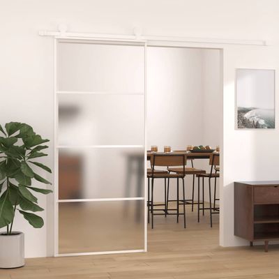 vidaXL Posuvné dvere nepriehľadné ESG sklo a hliník 90x205 cm biele