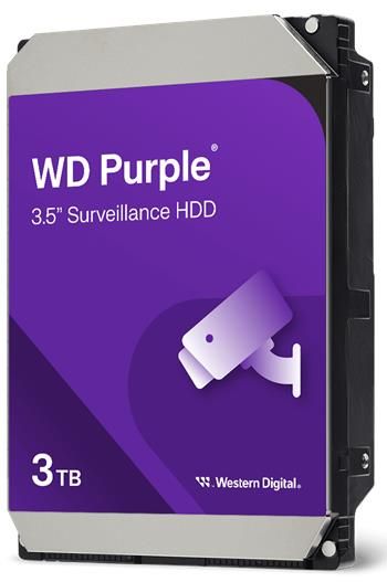 WD PURPLE WD34PURZ 3TB SATA/600 128MB cache, 5400 RPM, CMR HDD, 3TB, 3,5", SATA 6 Gb/s, 128MB cache, AllFrame, surveillance, CMR, 24/7 provoz, 180TB/rok
