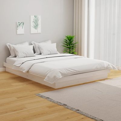 vidaXL Posteľný rám, biely, drevený masív 120x190cm malé dvojlôžko