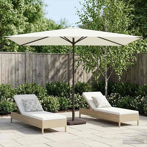 vidaXL Záhradný slnečník 200 x 300 cm Polyester Obdĺžnikový Krémová