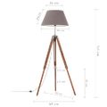 vidaXL Lampa na statíve medovo-hnedá a sivá 141 cm teakový masív