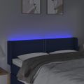 vidaXL Čelo postele s LED modré 147x16x78/88 cm látka