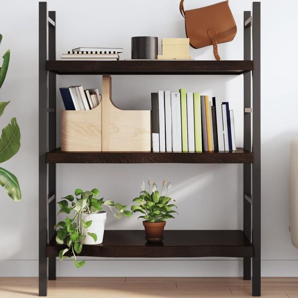 vidaXL Nástenná polica tmavohnedá 100x50x(2-6)cm ošetrený dubový masív