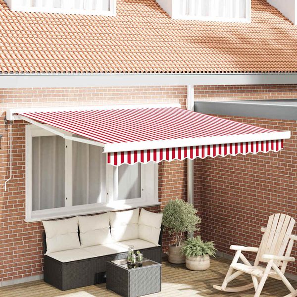 vidaXL Sklopná markíza Červená a Biela 350 x 250 x 165 cm Textil a kov