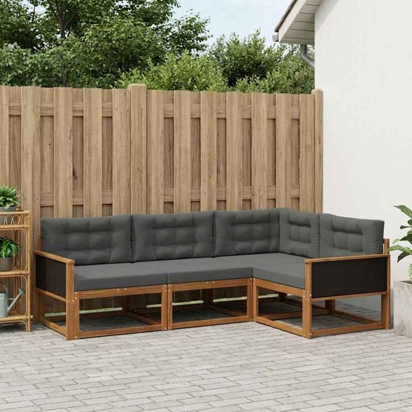 vidaXL Záhradná súprava gaučov s vankúšom 4 pcs Prírodná a antracitová