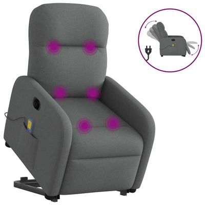 vidaXL Zdvíhacie a sklápacie elektrické masážne kreslo tmavosivé látka