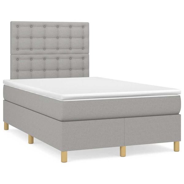 vidaXL Boxspring posteľ s matracom a LED, svetlosivá 120x190 cm, látka