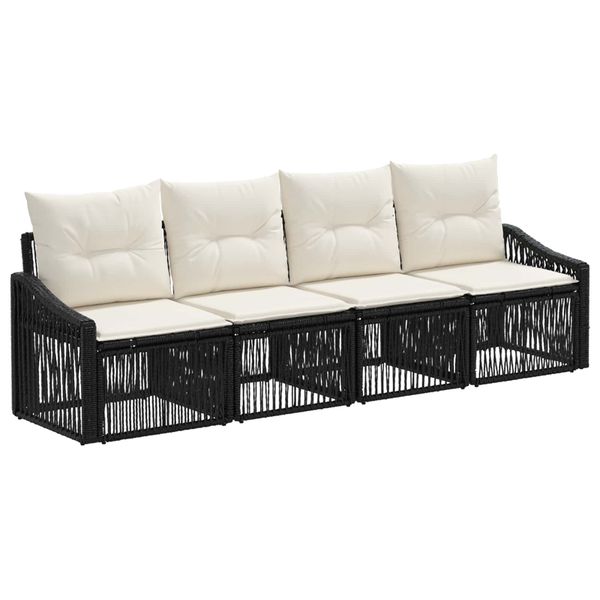 vidaXL Súprava záhradných pohoviek 4 pcs Čierna polyratan