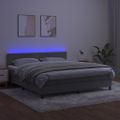 vidaXL Posteľ boxsping s matracom a LED bledosivá 180x200 cm zamat