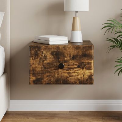 vidaXL Nástenná nočná skrinka so zásuvkou Dymový dub 34,5 x 33 x 20 cm