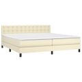 vidaXL Boxspring posteľ s matracom a LED krémová 200x200 cm umelá koža