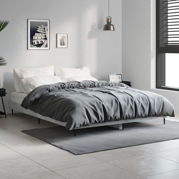 vidaXL Posteľný rám betónový sivý 140x190 cm borovicový masív