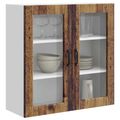 vidaXL Nástenný sklenený kabinet PORTO Staré drevo 80 x 31 x 80 cm