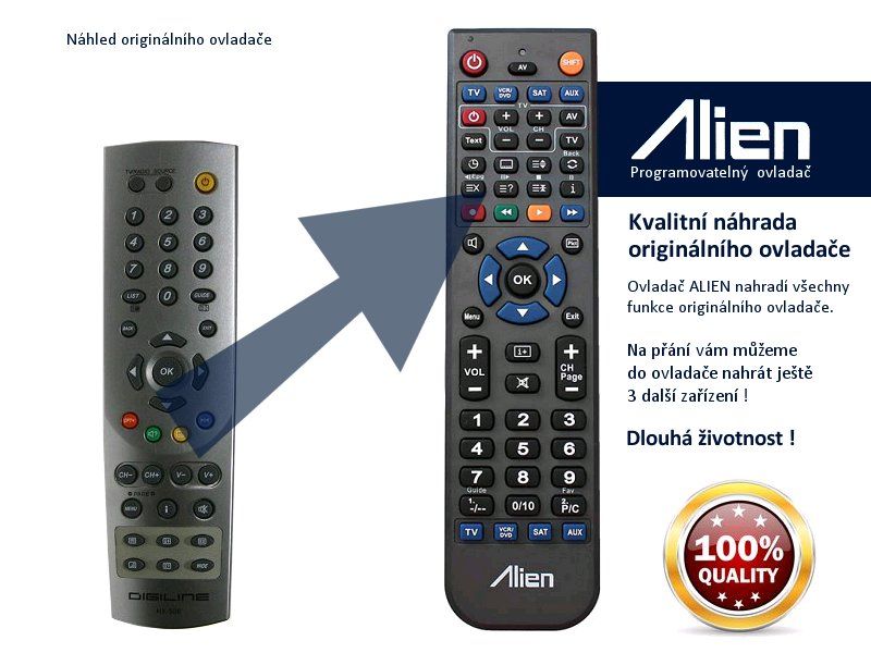 Dialovací ovládač ALIEN Humax HX 506 DIGI TV - náhrada