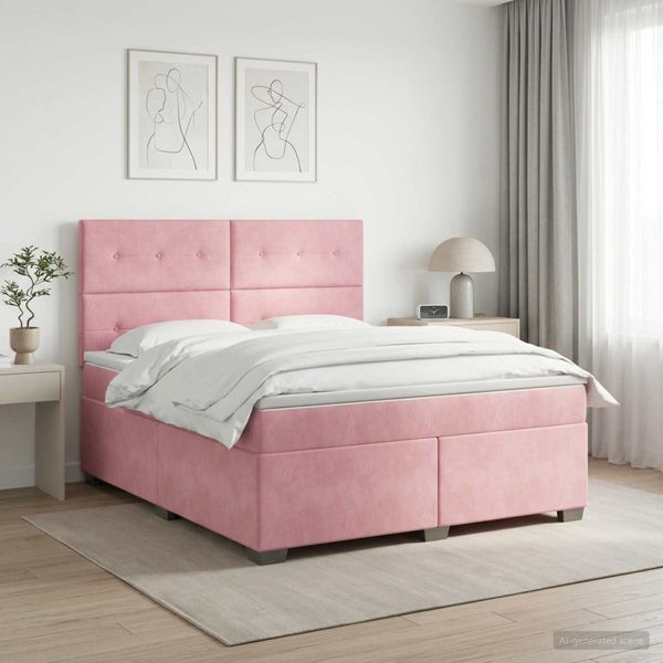 vidaXL Posteľ boxspring s matracom Ružová 140 x 200 cm Zamat