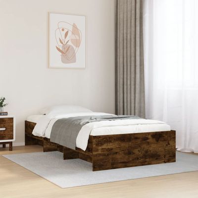 vidaXL Posteľný rám bez matraca dymový dub 75x190 cm kompozitné drevo